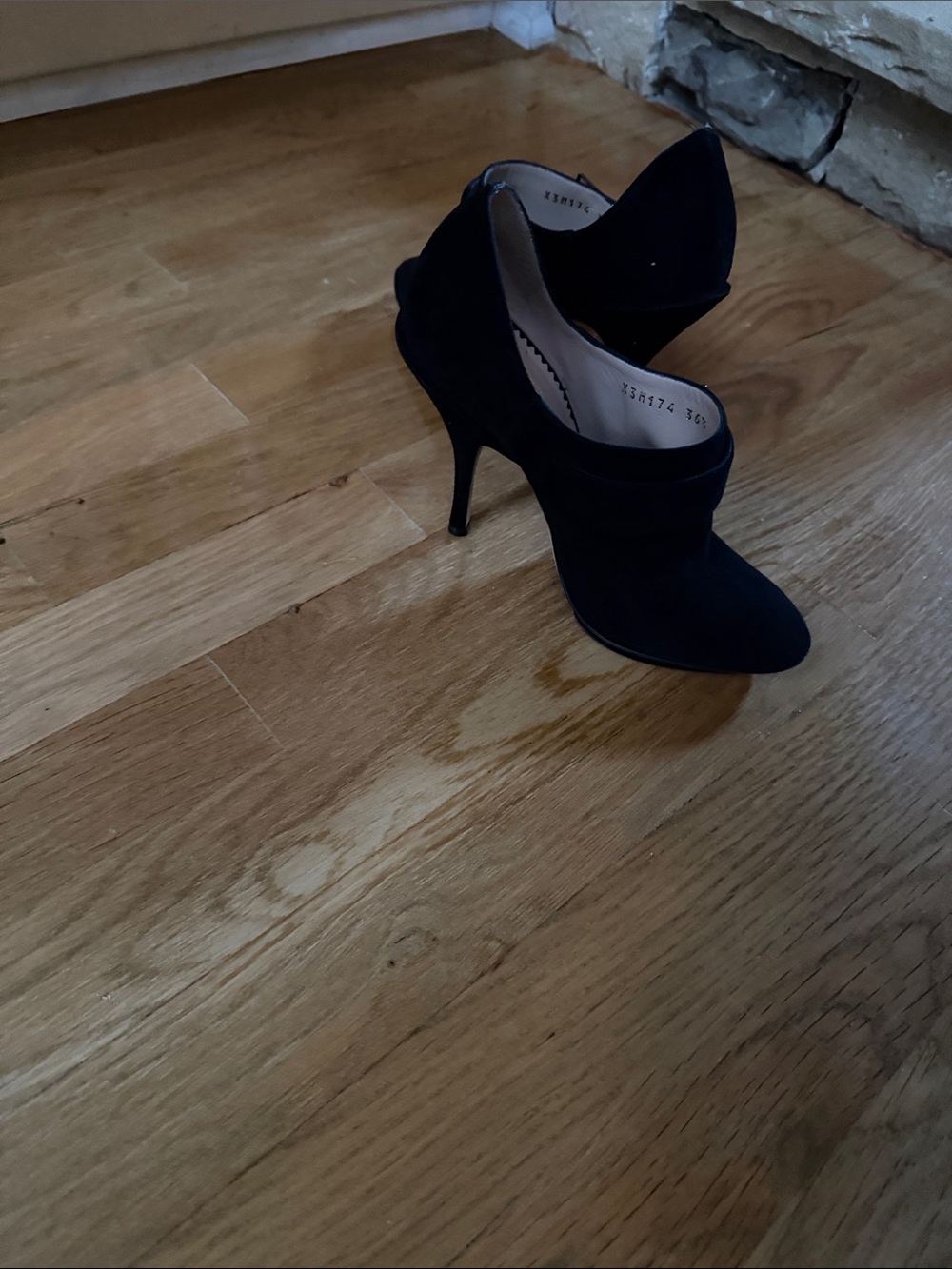 Emporio Armani Black Suede Ankle Heeled Boots